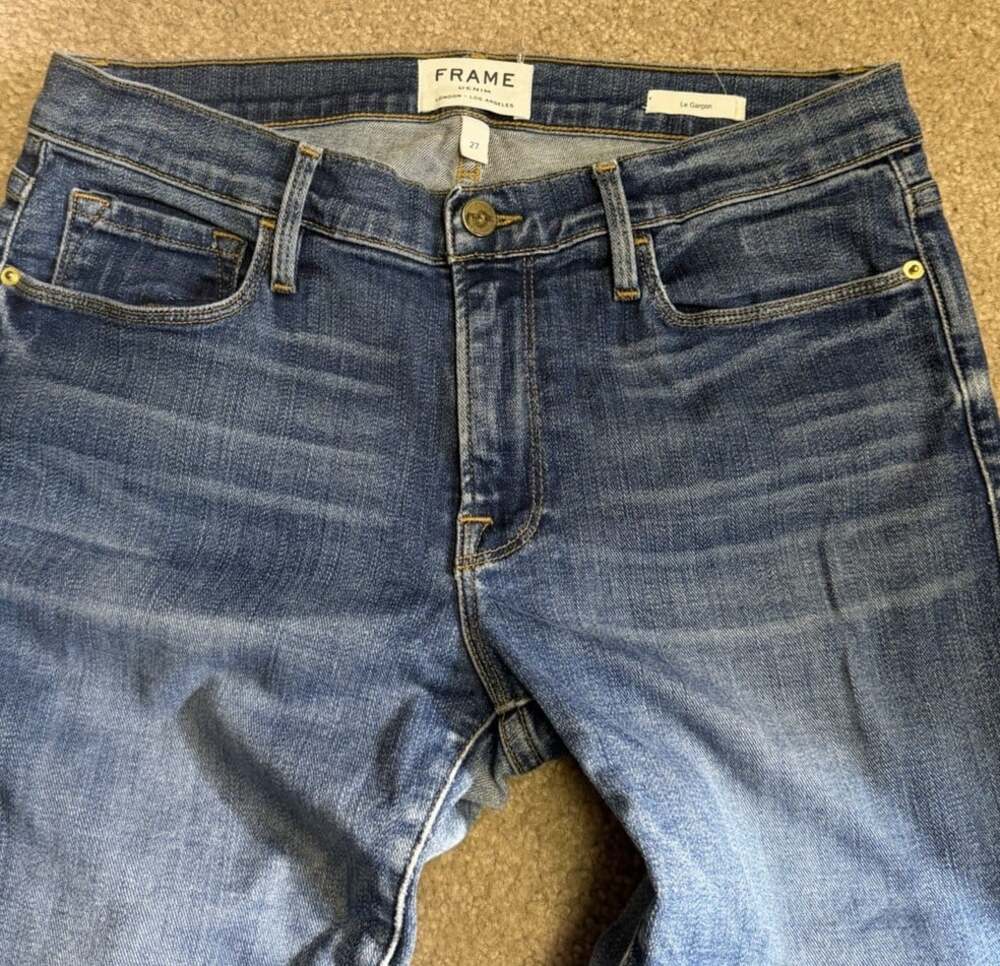 FRAME Le Garcon Jeans Womens 27 Light Wash Skinny Straight Ankle Denim Blue - Picture 2 of 6